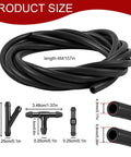 Heavy Duty Black Rubber Windshield Washer Hose Kit With 24 Piece Leak Proof T Y I Connector Set For Auto Car Truck Fluid Line Repair, 4M length.