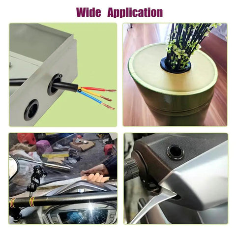 Application examples for 65 Piece Round Rubber Grommets Kit With Six Sizes For Wiring And Auto Projects on wires and cables