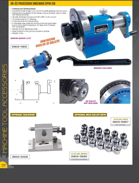 Indexing Spin Jig With ER32 Collets And Wrench Pro Grade Shop Ready Workholding Fixture For Drill Presses Surface Grinders
