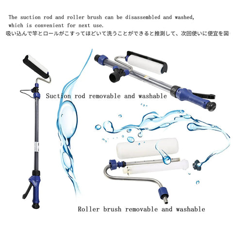 Game Changing Electric Paint Roller Brush With Long Extension Rod Auto Feed System For Effortless Wall And Ceiling Painting disassembled with parts.
