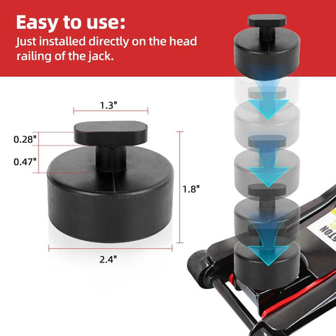 Non Marring Rubber Jack Pads For Corvette Lift Pucks Set Of 4 Heavy Duty Floor Jack Pads For C5 C6 C7 C8 Protect Floors And Jacks Compatible With Floor Jacks And Jack Stands dimensions and installation illustration