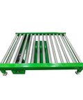 Heavy Duty Electric Hydraulic Scissor Lift Table With Roller Bottom Straight Up Built Tough From Quality Steel Overload Protection And Durable Yellow Paint Smooth Operator For Any Warehouse Or Machine Shop Setup, viewed from above.
