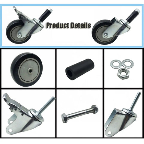 Badass Heavy Duty Swivel Caster Wheels With Expanding Stem For Garage Workbenches And Factory Carts Three Inch Rubber Tread Casters Pack Of Four showing detailed components.