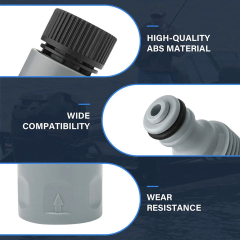 Outboard Quick Connect Flush Kit For Mercury, Mariner, Yamaha And Suzuki Engines With Built In Check Valve And Hose Adapter For Easy One Step Flushing Compatible With Standard Five Eighth Inch ID Garden Hoses With Slide Valve And O Ring Seal