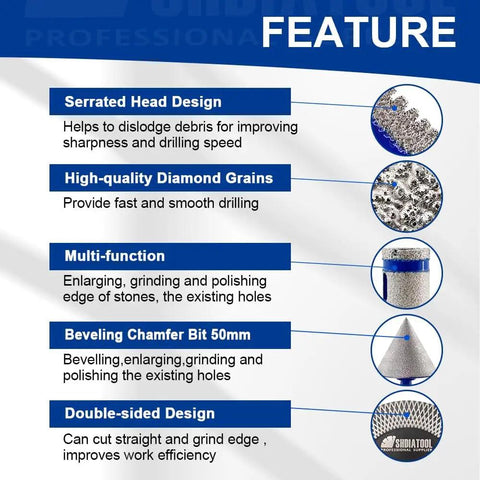 Features of Diamond Drill Bits Kit For Tile And Stone Core Bits Hole Saw Set With Mold Guide and Hollow EVA Jig 13-Piece Drill Bit Set