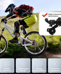 Cyclist on mountain bike with Solid Aluminum Rear Derailleur For Mountain And Road Bikes Direct Mount Hanger Fits 6/7/8/9/10 Speed Systems Smooth Shifting And Ride Ready Durable Bike Repair Accessory For Everyday Rides graphic overlay.