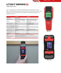 Prograde Wall Scanner And All In One Metal Detector With 2.4 Inch Color LCD Display showing usage on a wall for detecting wood and wires.