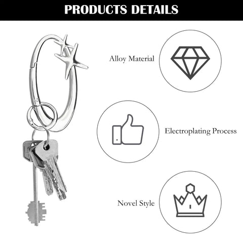 Extra Large Chrome Carabiner Keychain For Keys, Purses, Backpacks And Bags, with keys attached, highlighting alloy material and style.