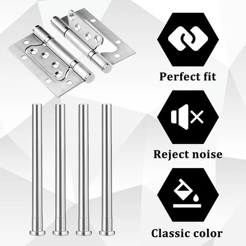 4 Pack 3.5 Inch Door Hinge Pins Stainless Steel Silver Oil Rubbed Finish For Interior Doors And Windows Security Replacement With Screws Included Built To Last And Keeps Doors Swinging Smoothly displayed with hinge.
