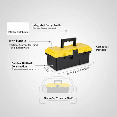 Compact Portable Toolbox With Handy Carry Handle For Tools And Hardware Durable PP Storage Box For Screws Nails And Small Parts