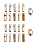 Beefy 11 Piece Brass Collet Chuck Set for Rotary Tools, including multiple sizes, displayed on a white background.