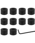 10 Pc 5mm Drill Bit Depth Stop Collar Set with Wrench, Carbon Steel Black Oxide Finish