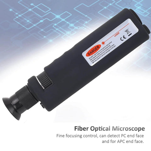 Fiber Optic Microscope 400X Portable Monocular High Accuracy Inspection Tool, black handheld design, for cable and surface checks.