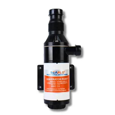 01 Series Macerator Pump 12V DC 12 GPM 45 LPM Open Flow Self Priming Anti Clog Run Dry Heavy Duty Marine Pump