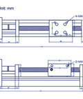 Technical drawing of 350mm Travel Linear Rail Guide Kit With Square Rails And SFU1605 Ballscrew for CNC router