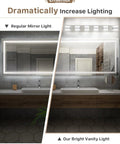Comparison of regular mirror light with Modern Black Vanity Light Fixtures Over Mirror Three Light 18.5 Inch Dimmable LED