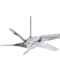 62 Inch Ceiling Fan With Fly Liquid Nickel Blades And Whisper Quiet DC Motor Featuring Dimmable Led Light Plus No Fuss Handheld Remote to cool a modern space.