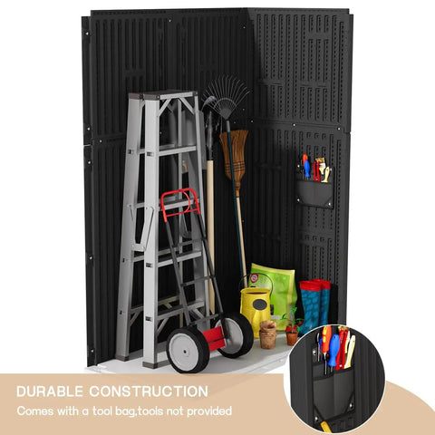 Weatherproof Resin Outdoor Storage Cabinet, 57 Cu Ft Vertical Shed for tools, Black, UV Protected, Easy Assembly