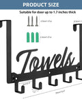 Over The Door Hooks 5 Coat Hooks Towel Rack For Bathroom And Kitchen Heavy Duty Door Hanger In Manganese Steel Black Finish
