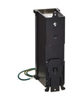 Front view of Eight Port DIN Rail Keystone Jack Mounting Module With Grounding And Snap In Clip Attaches To Thirty Five Millimeter DIN Rail TAA Compliant No Tools Required Eight Blank Keystone Cutouts For Jacks And Couplers