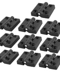 10 Piece Foldable Plastic Door Cabinet Hinges With Slick Soft Close Damping System, shown in black, suitable for 56x45 50x47 41x39 mm cupboards.