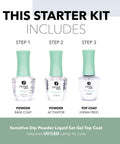 Sensitive Dip Powder System With Base Coat Activator Gel Top Coat Hema Free For Sensitive Nails Odorless Long Lasting Manicure