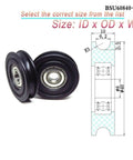 U Type Groove Bearing Wheel Set 8x40x10 Mm Nylon Track Guide Roller Pulley With 8 Mm Bore And 40 Mm Diameter two wheels