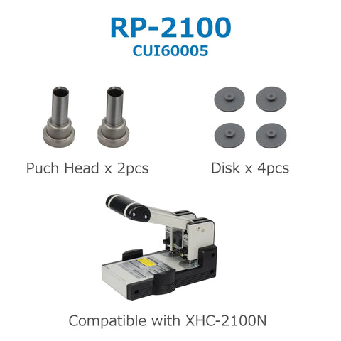 Replacement Punch Head Kit For XHC-2100 Two-Hole Punch 9/32-Inch Gray Durable Hollow Design with punch heads and disks