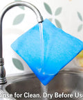 Blue reusable 19-1500 filter bag being rinsed under faucet, part of Pack Of 12 19-3100 Vacuum Bags For 5 To 6 Gallon Wet Dry Shop Vacuums