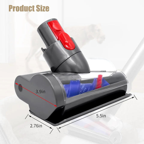 Mini Motorized Turbo Brush Head Anti-Tangle Pet Hair Attachment For Cordless Vacuums V7 V8 V10 V11 V15 dimensions view