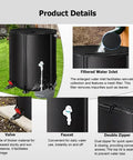 Super Portable Foldable Rain Barrel For Easy Rainwater Collection From Your Gutter Downspout, filtered water inlet, faucet, valve