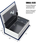 Open navy Hidden Book Safe With Key Lock And Dictionary Diversion Fake Book Safe For Cash And Valuables, metal safe box interior
