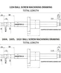 Super Smooth SFU1610 Ball Screw Kit With Single Nut End 950mm Length For High Load Precision Moves Easy Setup And Ultra Quiet Performance Makes It A Total Flex For Your CNC Build., machining drawing of 12mm and 16mm ball screw ends with BKBF bearings