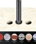 Top Shelf 10 Piece Drill Bit Set 6mm Heavy Duty Alloy Steel drilling into marble with holes for various materials like concrete and brick.