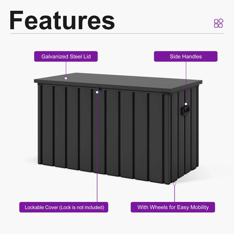 Outdoor Deck Box 120 Gallon Waterproof Lockable Storage Container With Lid For Patio Cushions, Pool Accessories And Garden Tools Weatherproof Gray Resin Box With Galvanized Steel Reinforced Lid