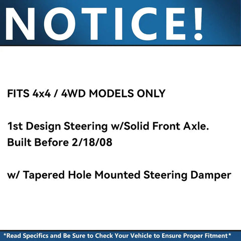 Dodge Ram 4x4 Front 10-Piece Suspension Kit for 03-08 2500 3500 Megacab, Heavy Duty Front End Overhaul With Steering Damper, Tie Rods, Ball Joints, Control Arms, And More For A Rugged Ride. fit notice for 4WD models built before 2/18/08