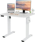 LongKe Electric Standing Desk 32X20 Inches Adjustable Height Sit Stand Desktop For Home Office with monitor and laptop