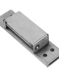 Side view of Concealed Hidden Door Hinges Five Inch Silver Adjustable Beefy Heavy Duty Square Flush Mount Hardware.