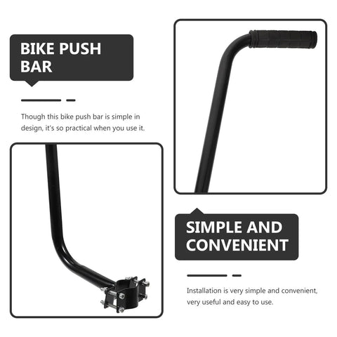 Kids Bike Safety Trainer Handle And Balance Push Bar For Parents To Guide Training, black trainer bar with silicone grip