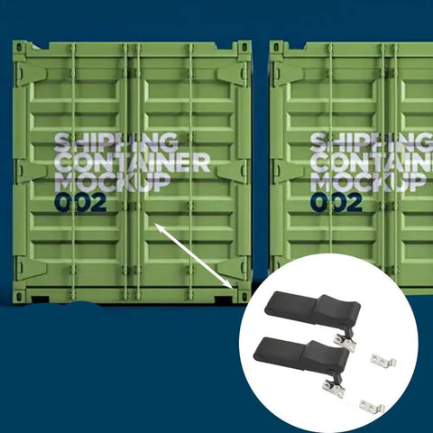 4 Pack Flexible Rubber Draw Latches For Front Storage Racks, shown with metal brackets and keeper, suitable for containers.