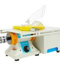 Tough As Nails 750W Lapidary Saw And Rock Cutter With Quick Variable Speed Dial 800 To 10000RPM Diamond Table Grinder image from side with diamond blade.
