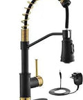 Black And Gold Touchless Kitchen Faucet With AC Adapter Motion Sensor Hands Free Operation Single Handle With Pull Down Sprayer For Modern Kitchens And Busy Weeknight Dinners Dope Look