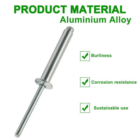 120 Pcs 3/16 X 1-1/4 Inch Aluminum Large Flange Blind Rivets Assortment Kit For Secure Fastening In Metalwork And DIY Projects Rust Resistant Heavy Duty Marine Grade Quality with aluminum alloy material.