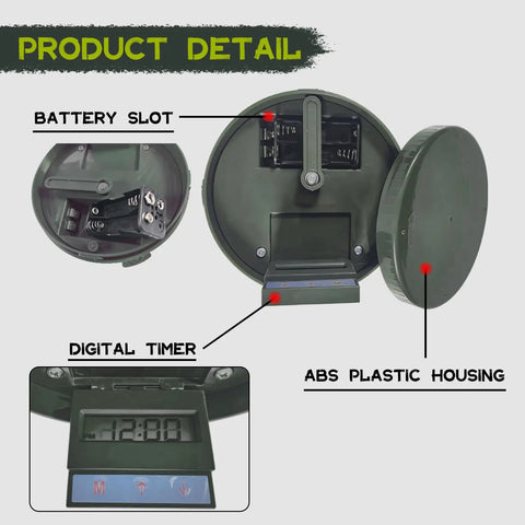 Highwild Deer Feeder Kit With Digital Timer And Metal Spinner For Hunting Features Programmable Control Up To Four Daily Feed Times Adjustable Duration From One To Twenty Seconds Rugged Abs Housing Durable Metal Funnel Perfect For Wildlife Attraction And