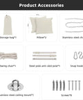 Accessories for Hammock Chair With Rope Swing, Macrame Boho Hanging Chair including cushions, chain, hooks, and mount.