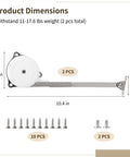 Two Pack Soft Close Toy Box Hinges With Adjustable Lid Dampers dimensions and hardware with size and screws included