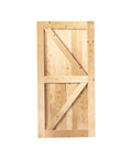 Front view of Five In One Design Solid Natural Pine Barn Door Kit For Interior Use, Forty Eight Inch Wide And Eighty Four Inch High, Unfinished