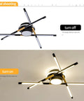 Dope Ten Head Modern LED Ceiling Light With Recessed Mount 4000K Warm White Black And Gold Finish Mega 42.5 Inch Fixture On Off