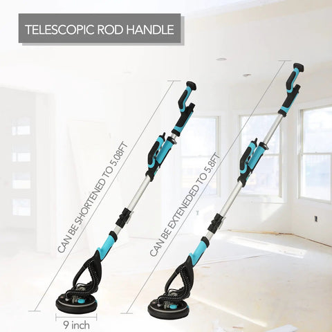 Drywall Sander Without Vacuum 750W Electric Sander with telescopic foldable pole, adjustable handle in room setting