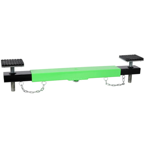 Rock Solid Heavy Duty Floor Jack Cross Beam Adapter With Beefy Steel Build For Zero Wiggle Lifts Adjustable Shop Crane Support Bar With Thick Grip Pads 4000 Pound Capacity on white background